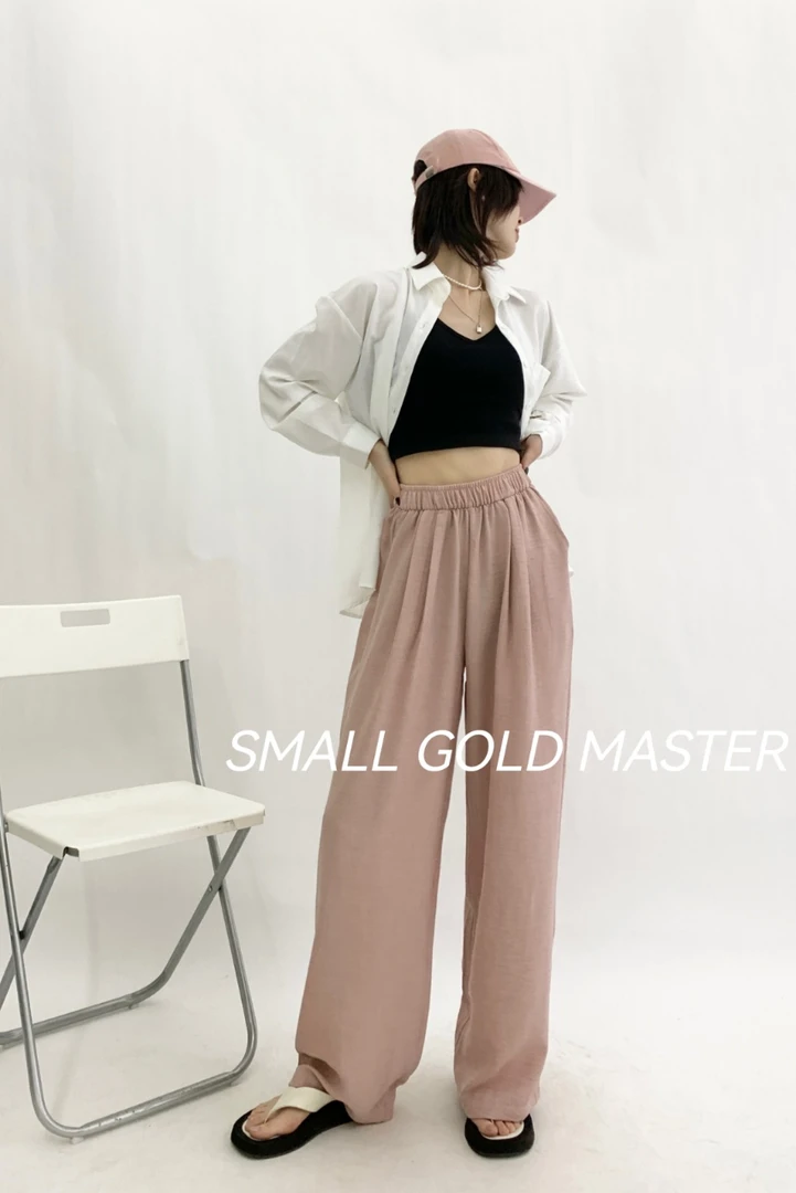 0181【夏季新款】净版腰部捏褶休闲阔腿裤（717-1）