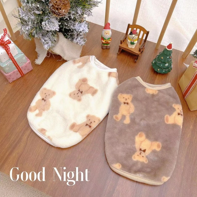 韩系小熊宠物背心柔软舒服猫咪家居服狗狗秋冬保暖衣服宠物服装