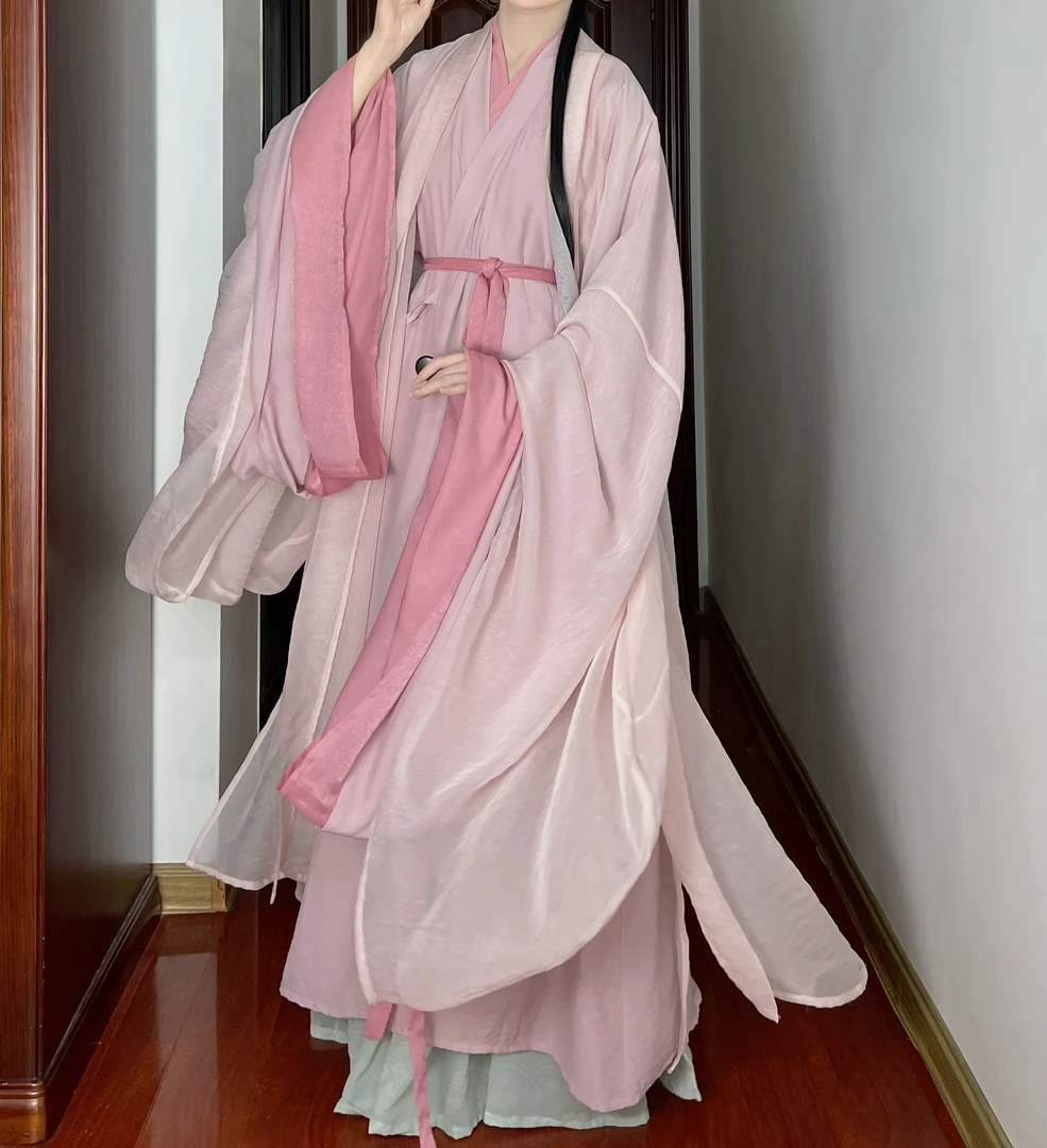 山海记【祝东风】素色氛围感大袖直裾纯色汉服春款汉服
