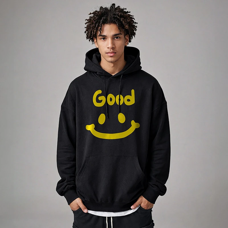 2024大码卫衣男200-300斤重磅美式情侣纯棉小恶魔笑脸连帽春秋季