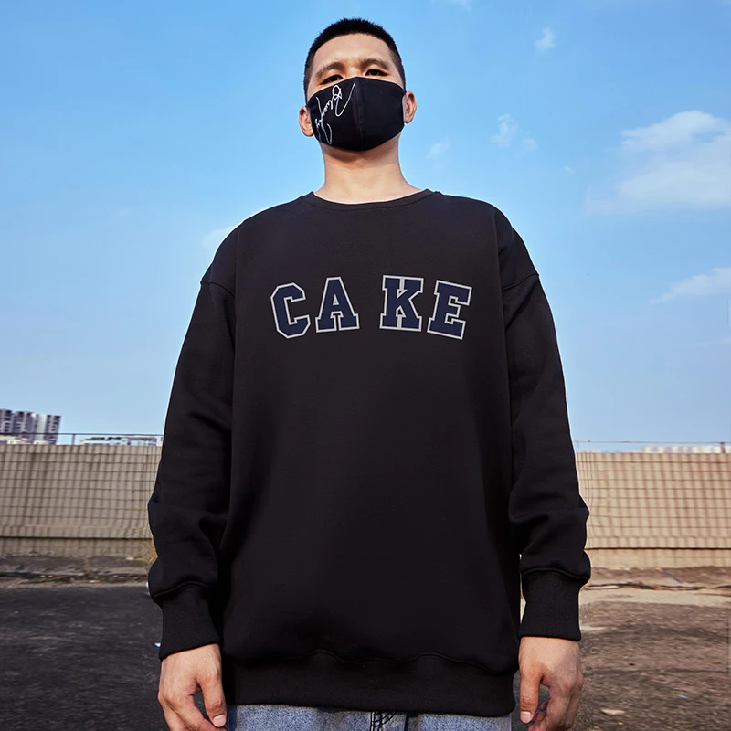 cleanfit简约卫衣男圆领加绒宽松大码春秋款胖子oversize美式纯棉