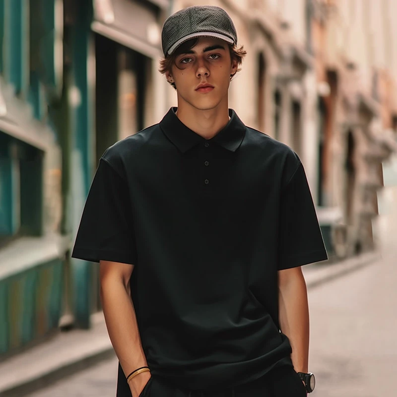 2024新款polo衫t恤胖子男纯色ins短袖潮牌宽松夏季大码五分半截袖