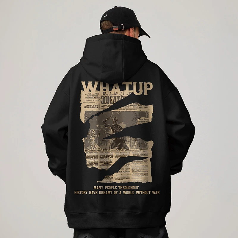 2024新款重磅美式情侣嘻哈大码卫衣男纯棉加肥加大高街连帽春秋季