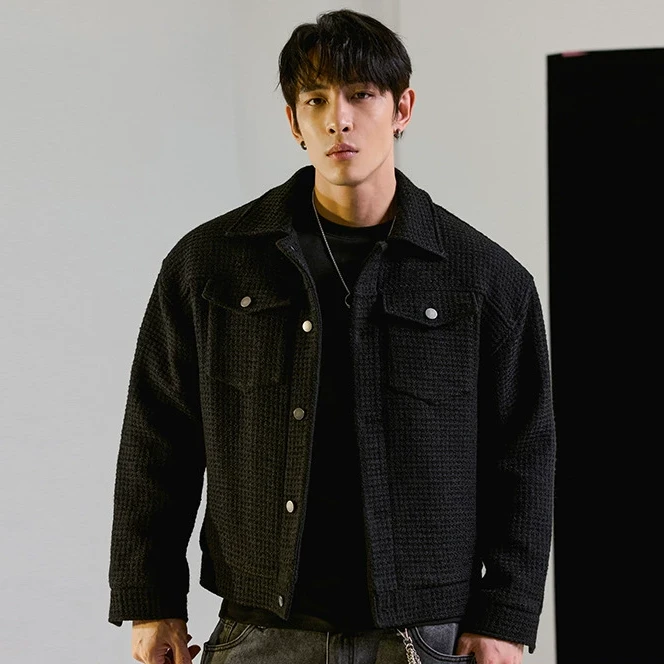 肌肉狗 短款夹克男冬季新款潮牌工装肌理感休闲运动保暖翻领外套