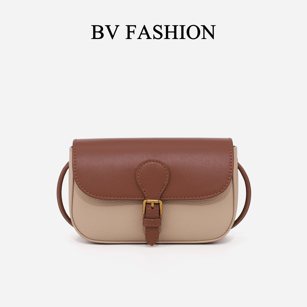 BV FASHION撞色时尚百搭休闲女士经典斜挎小方包D24054872杏色