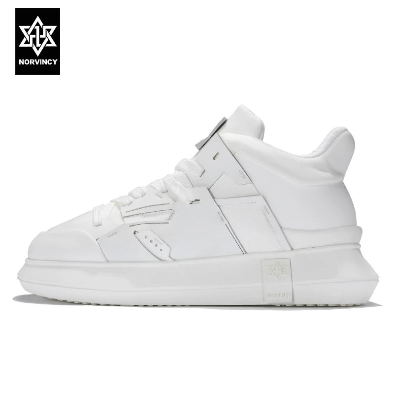 NORVINCY/诺凡希休闲男鞋运动男士百搭白色青春潮流时尚厚底潮鞋