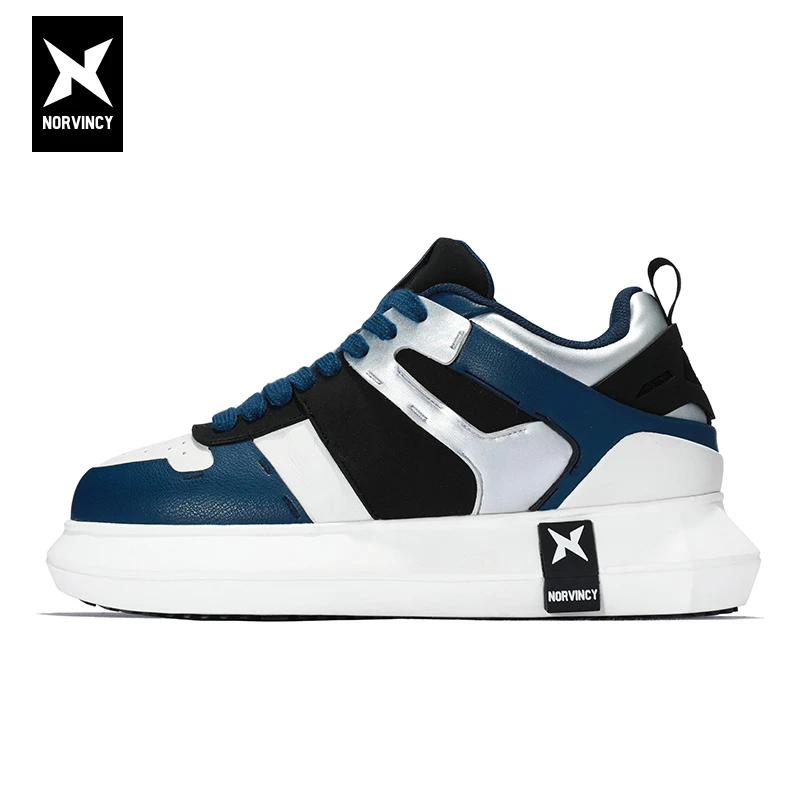 诺凡希秋冬拼色潮牌空军板鞋男女同款百搭学院风厚底面包增高鞋子