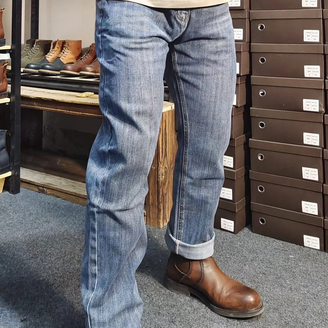 QIGLEL春夏百搭牛仔裤男士蓝色直筒时尚水洗复古经典修身休闲微弹