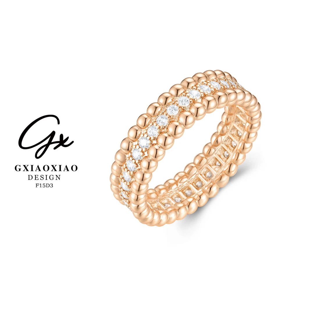 铜合金合成锆石戒指 GXX 轻奢高级感百搭叠戴满天星戒指 F15D3
