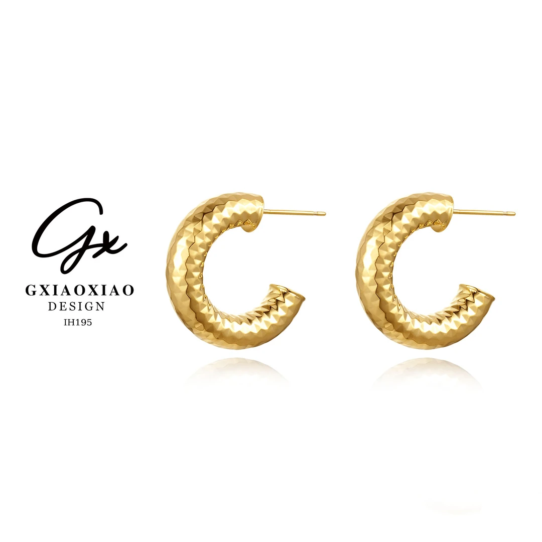 铜合金耳饰 GXX【夜宴】轻奢简约小众设计款C形耳环 IH195 IH196
