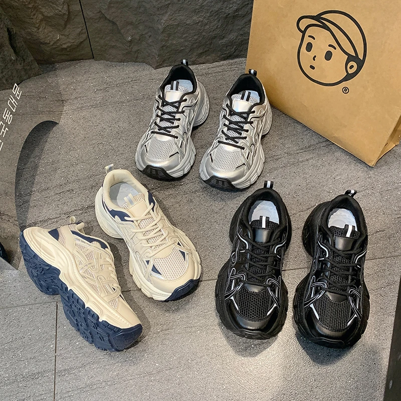 厚底百搭明星同款老爹鞋女洋气新款网面时尚透气休闲运动鞋女