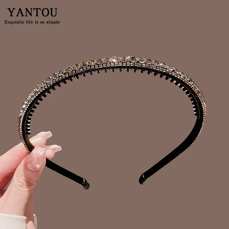 韩国高级感水钻发卡发箍女刘海前额束发压发头箍简约碎发百搭发捆