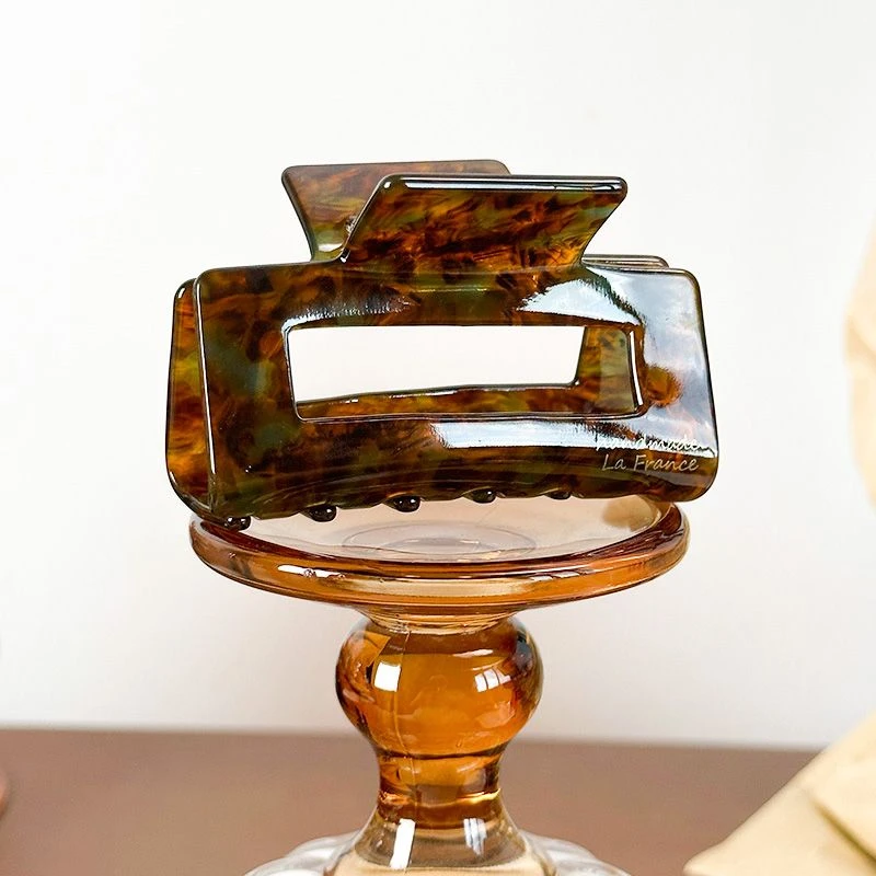 【焦糖巧克力】France金标醋酸鲨鱼夹中号法式美拉德方形抓夹头饰