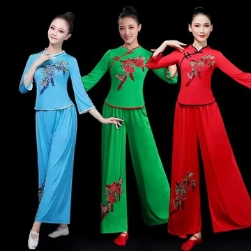 广场舞服装女新款套装2023中老年民族风舞蹈跳舞衣服秧歌服演出服