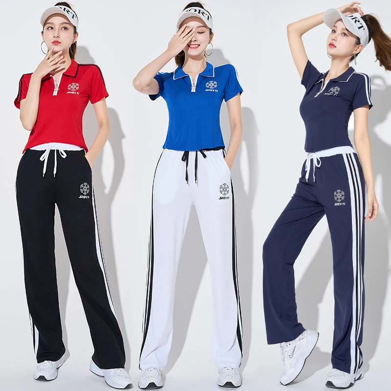 2023春夏季新款广场舞服装运动休闲舞蹈服印花直筒鬼步舞服