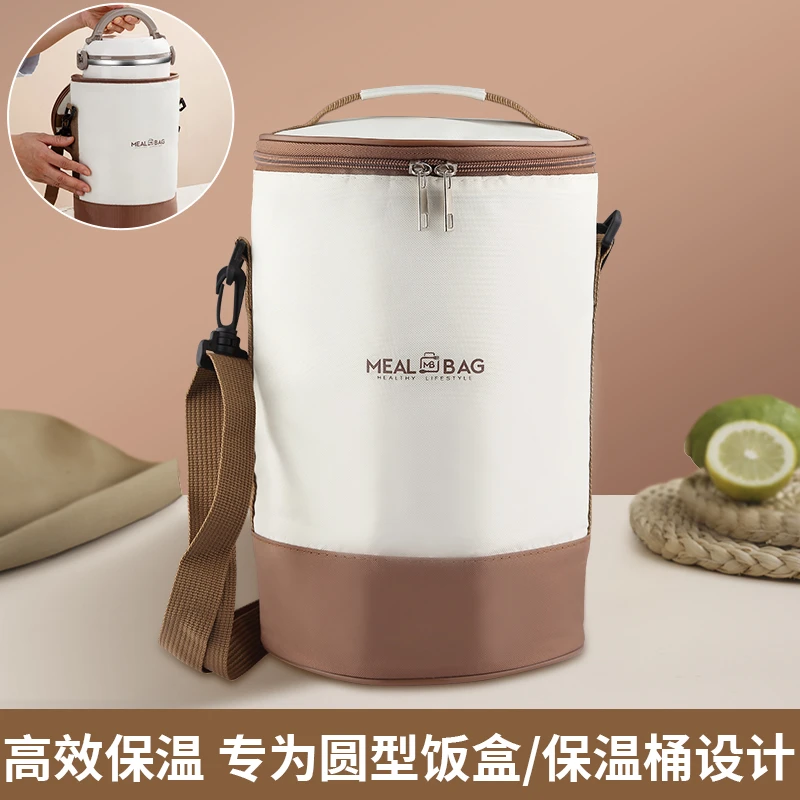 圆形保温袋可爱饭盒包手提袋铝箔加厚保温包防水防油上班族带饭包