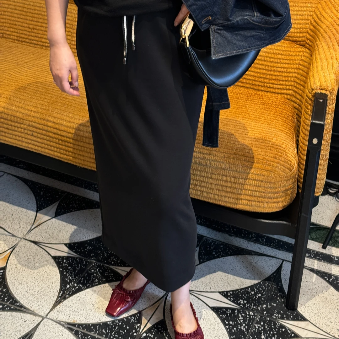 Ms.Qnn“优雅从容”舒适松紧腰 抽绳休闲半裙 37P202 Q姐