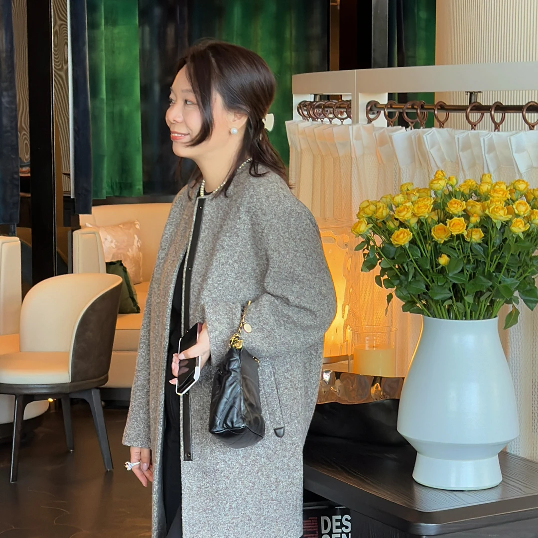 Ms.Qnn“奶油谢德林”混色织牦牛绒羊毛圈圈面料外套大衣37C280 Q姐