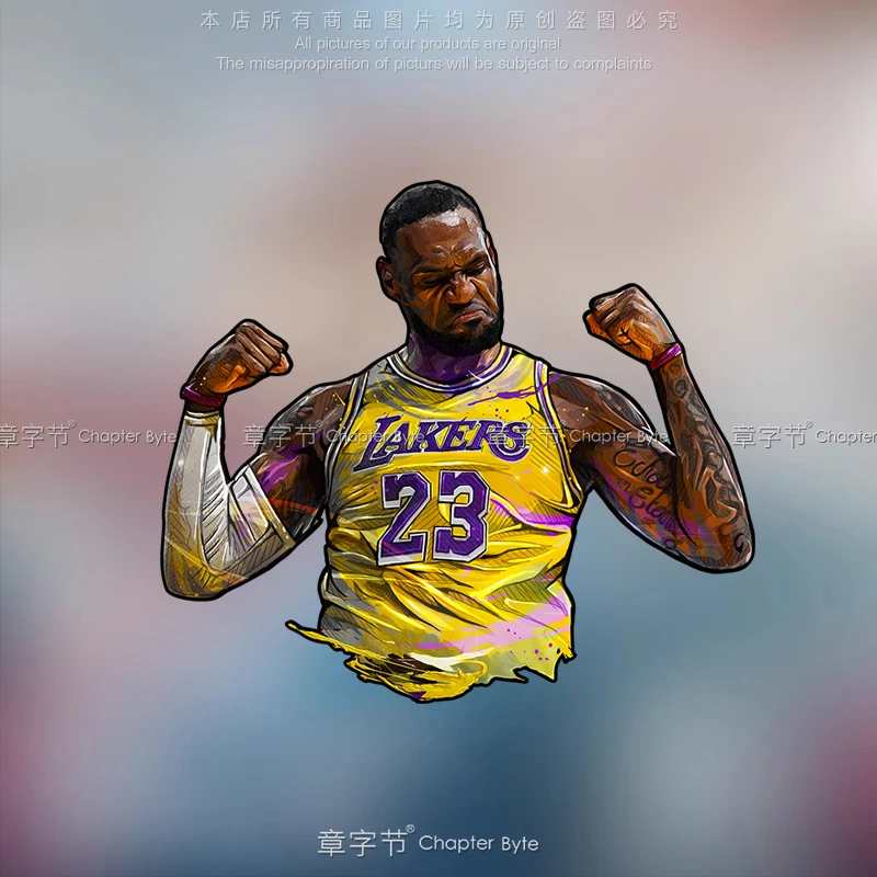 NBA球星反光车贴詹姆斯车身电脑滑板行李箱机箱电动车尾装饰贴纸