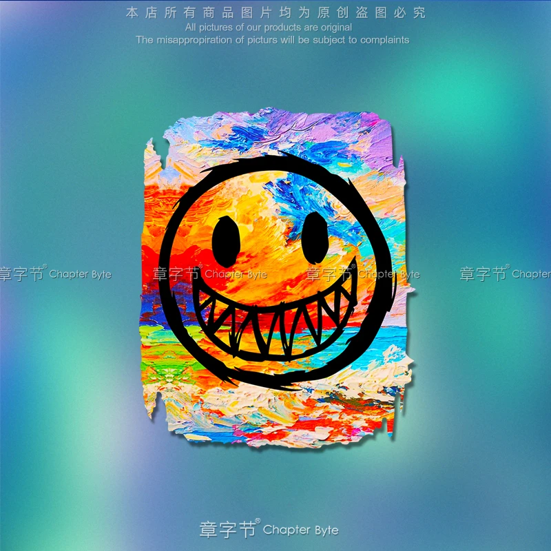 笑脸表情车贴彩色油画反光贴纸侧窗玻璃保险杠遮挡划痕防水装饰贴