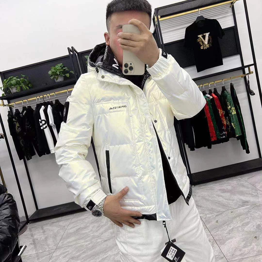 冬季新款连帽白鸭绒潮流男士情侣款羽绒服保暖外套短款羽绒衣-80