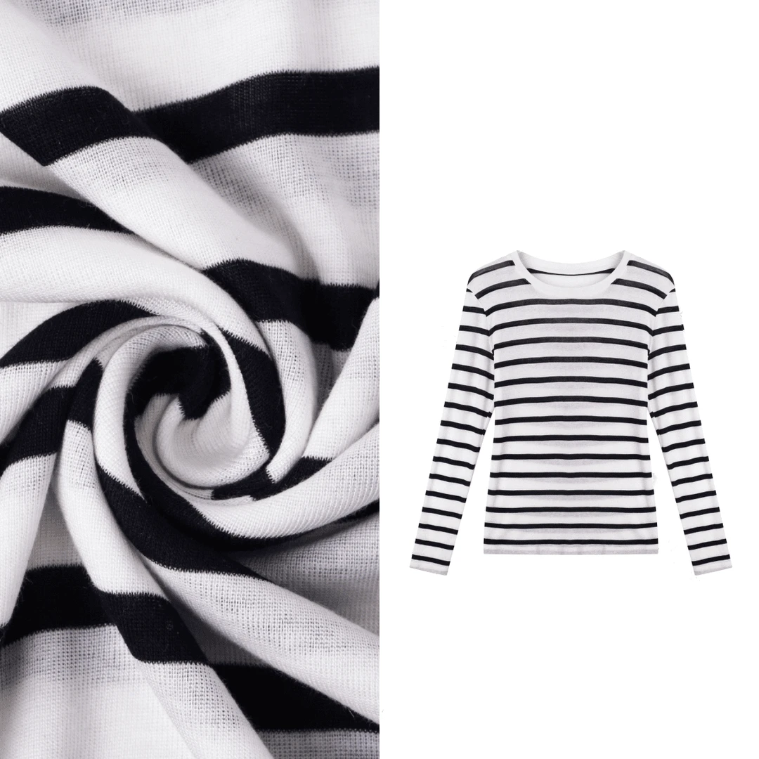 【肌理感条纹】 莱赛尔天丝条纹上衣宽松长袖防晒衣 T恤