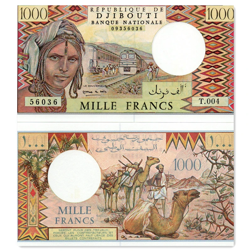 吉布提1000法郎纸币 1991年P-37e版 法属风格人物非洲全新UNC