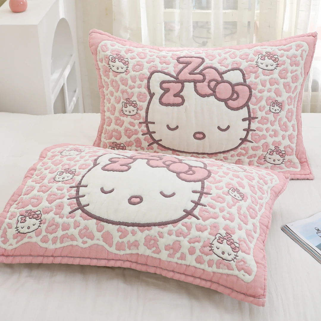 纱布蓝色小熊枕套