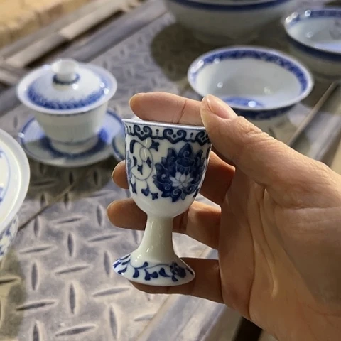 碗青花高脚酒杯30毫升