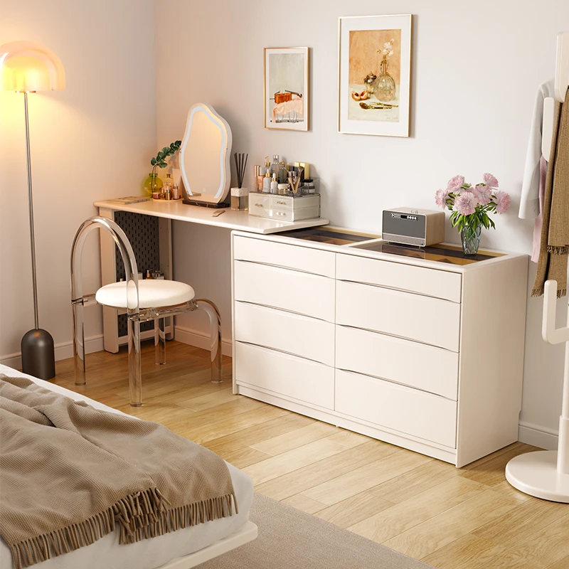 木屋记斗柜梳妆台一体柜化妆桌床尾柜实木主卧室家用松弛感梳妆桌
