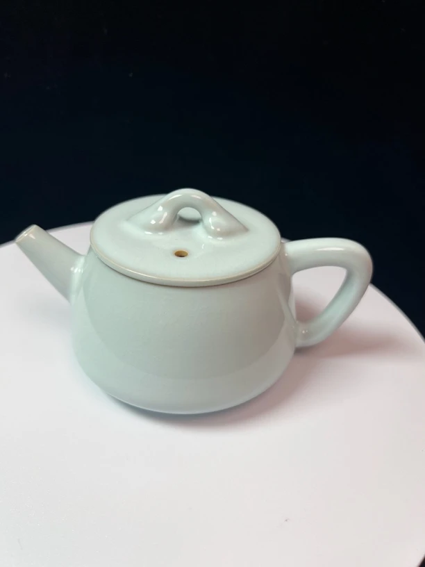 汝瓷经典石瓢壶月白釉色原产地原矿汝瓷茶具