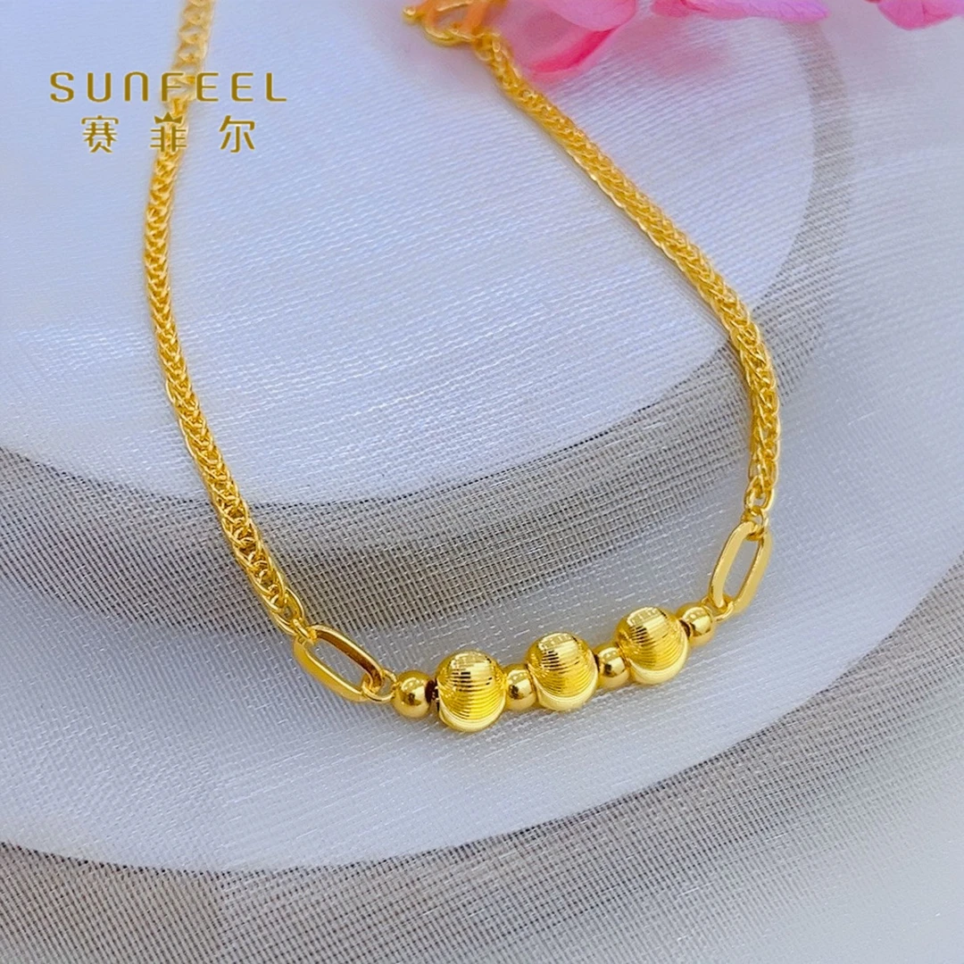 SUNFEEL/赛菲尔黄金万足®足金闪光猫眼转运珠肖邦黄金手链