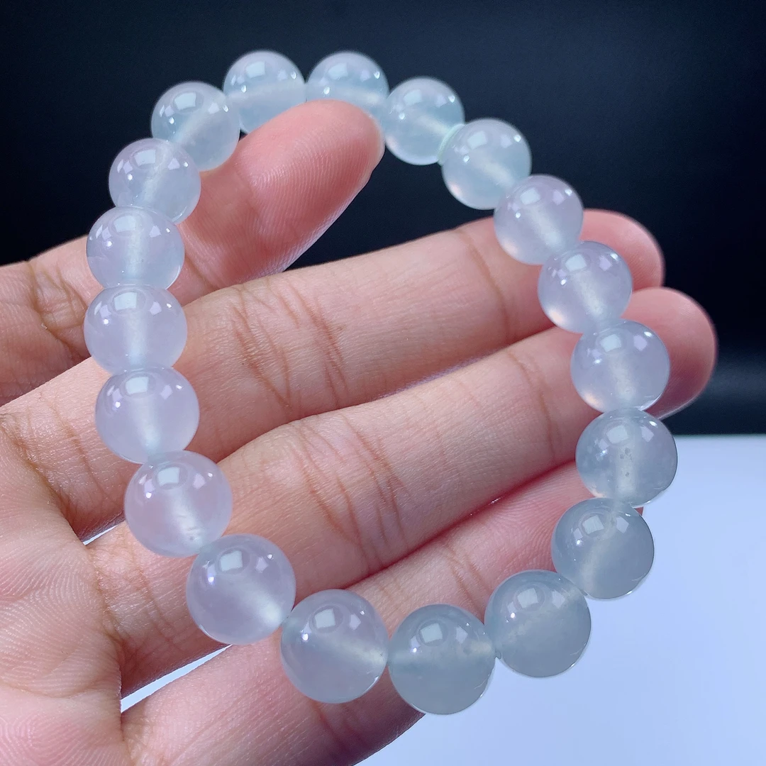 嘉运翡翠1028-23缅甸天然翡翠A货冰种高冰手串卡10mm19颗