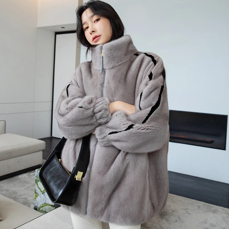 2024新款水貂进口貂皮大衣女整貂皮草年轻时尚气质名媛中长款外套