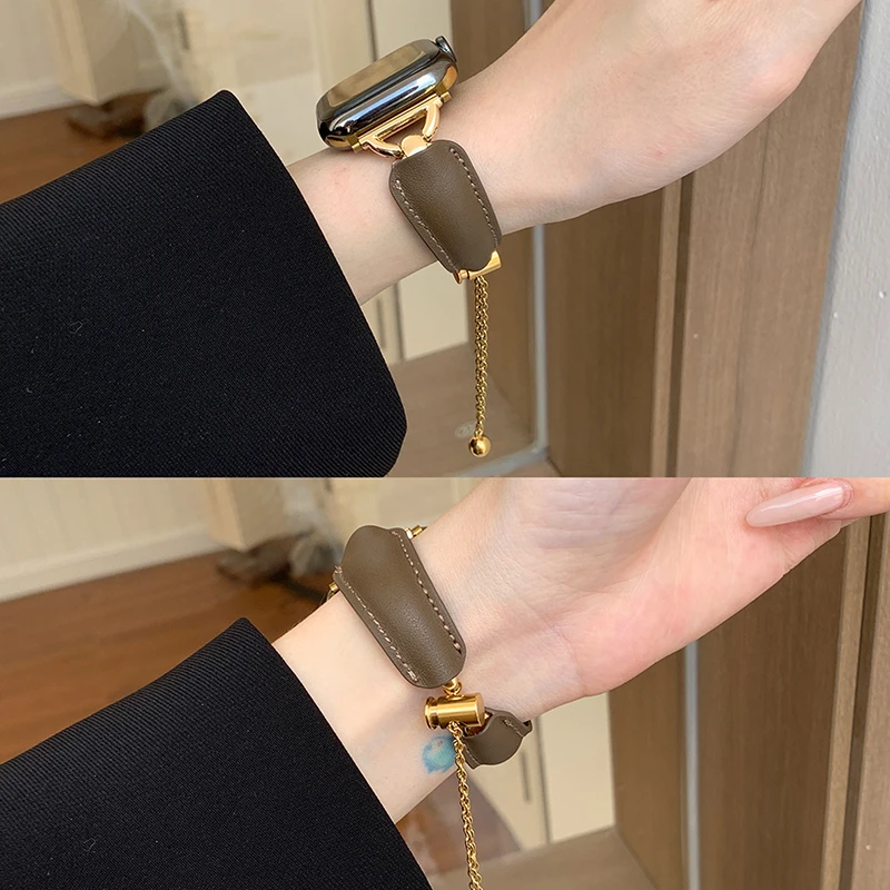 Ttianmi 秋冬手镯iwatch表带双面小牛皮适用于applewatchS9/87SE