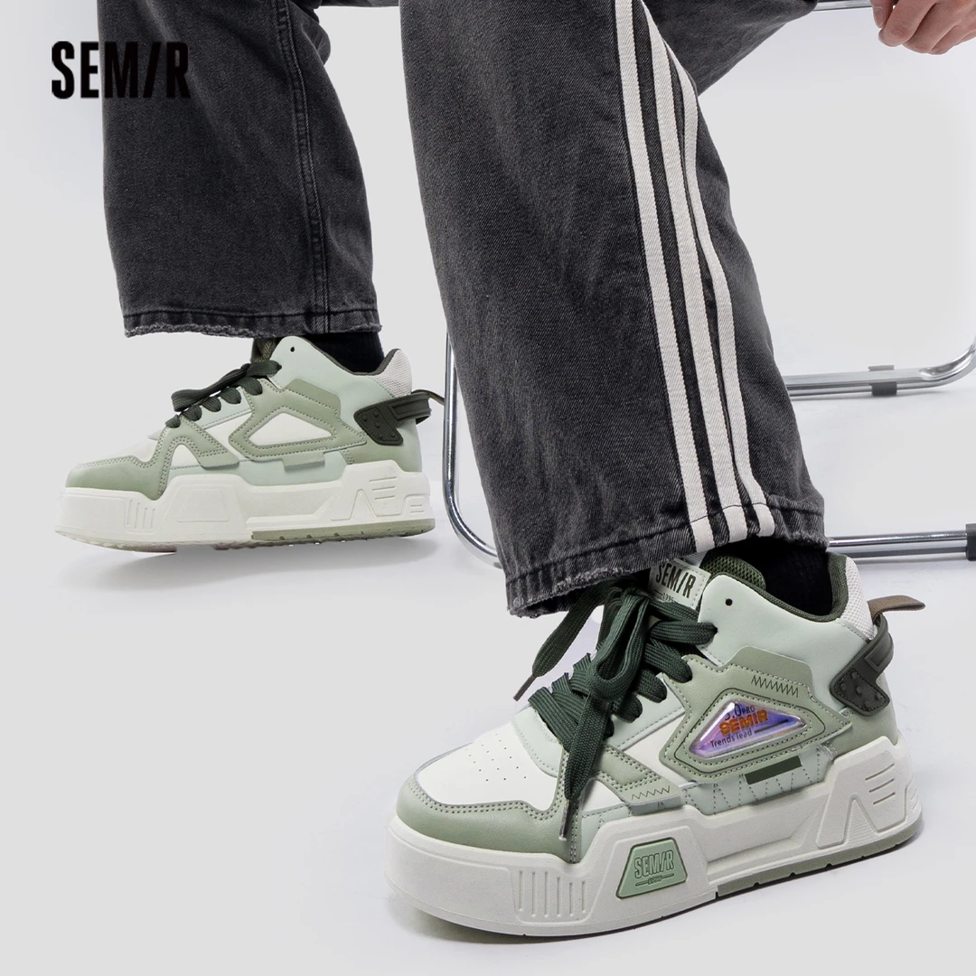 男鞋运动鞋秋季新款休闲高帮厚底板鞋百搭款男士鞋子果冻小众潮流