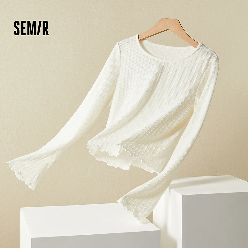 森马新款女设计感打底衫小个子内搭纯色百搭上衣甜长袖T恤