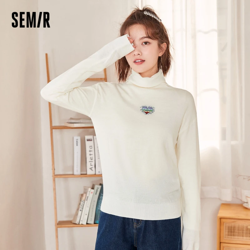 森马针织衫女堆堆领内搭高领毛衫百搭秋冬女士保暖时尚