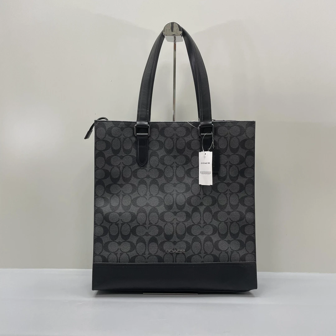99新 COACH/蔻驰 炭黑老花手提公文包35x36x8cmD030807