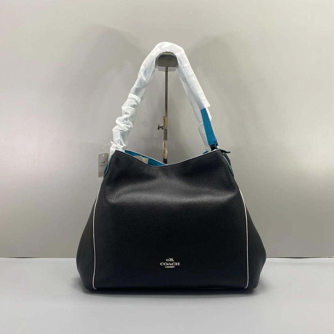 99新 COACH/蔻驰 黑色大号菜篮子 34*26*12cmD071617