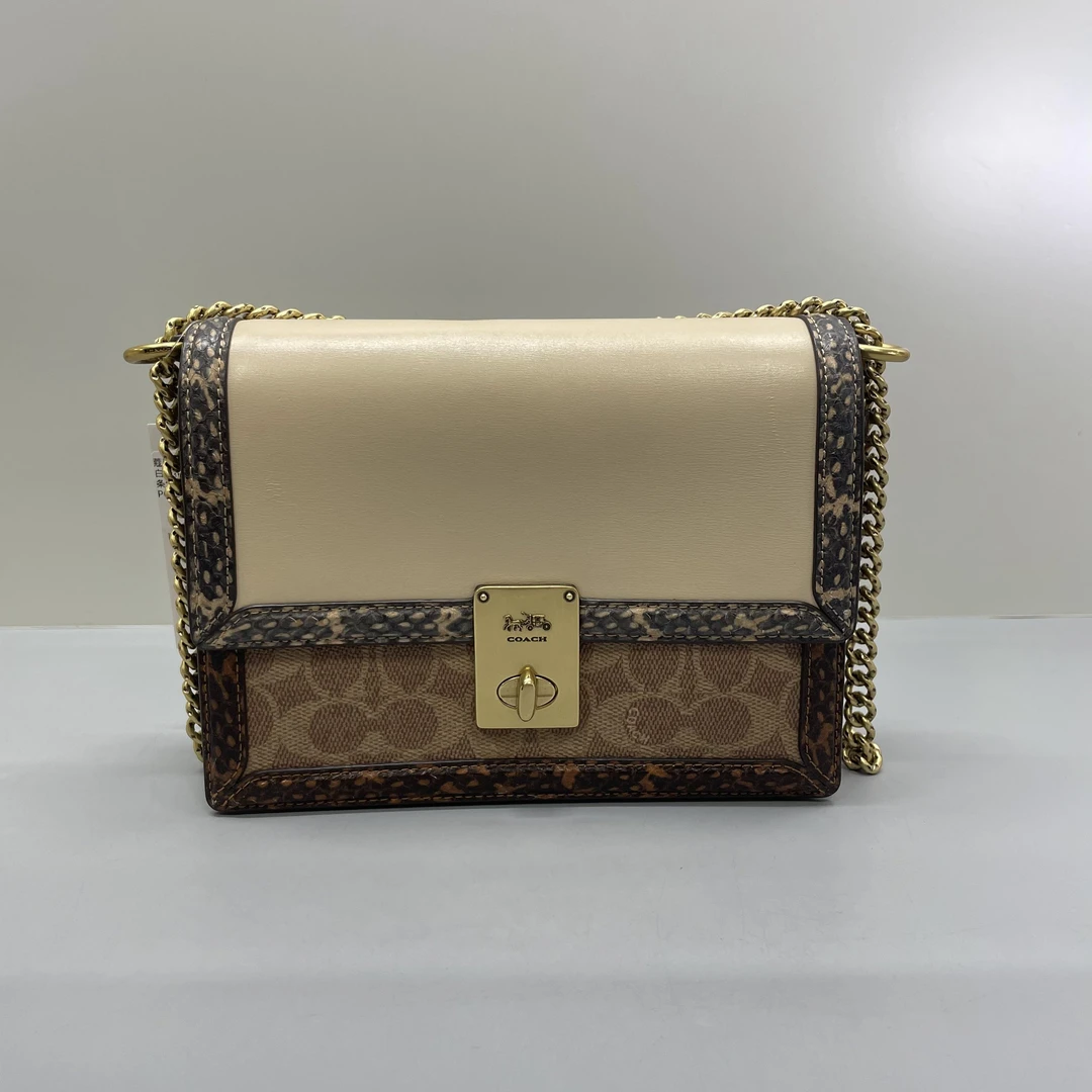 95新 COACH/蔻驰 Hutton 蛇纹老花链条包22x16x6cmC122412