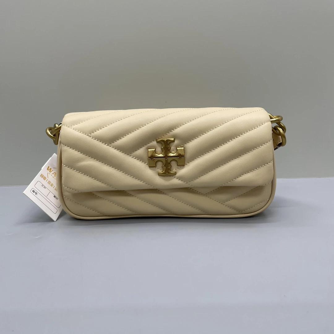 99新 Tory Burch/汤丽柏琦 Kira奶茶色腋下包 24x12x6cm C062712