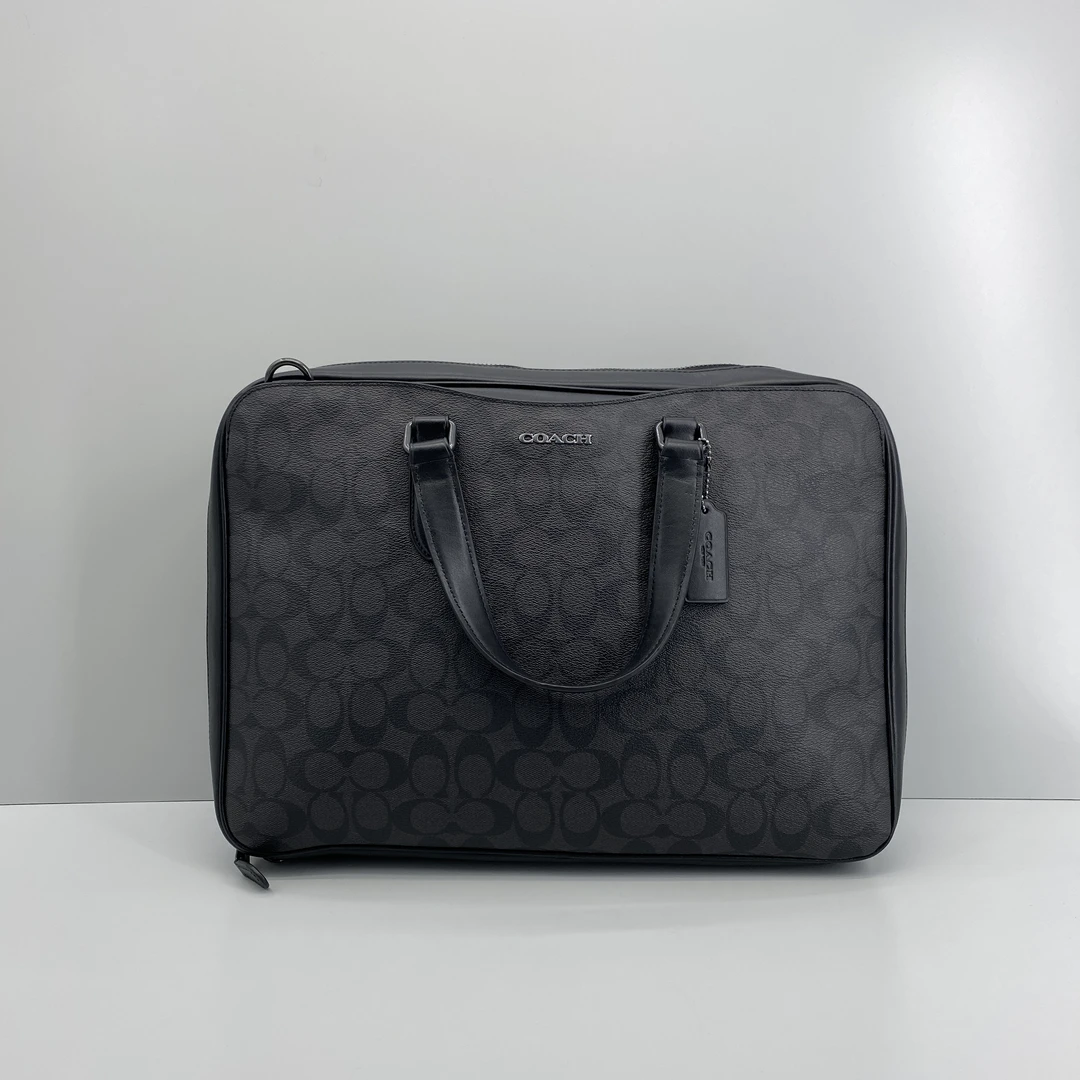 99新 COACH/蔻驰 黑拼老花男士公文包 40*30*6cmD1011560
