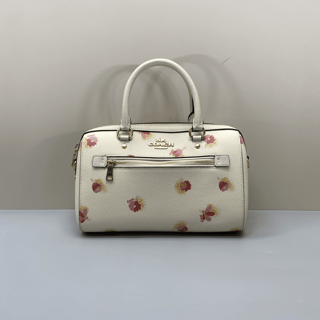 95新 COACH/蔻驰 rowan27花朵印花白色波士顿 27*17*14cmD072306