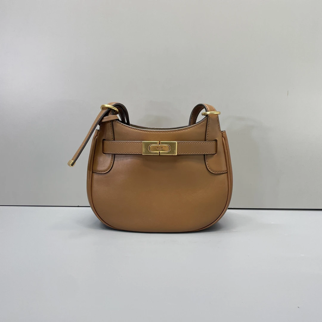 95新 TORY BURCH/汤丽柏琦 lee棕色马鞍包20*15*9cmD121114