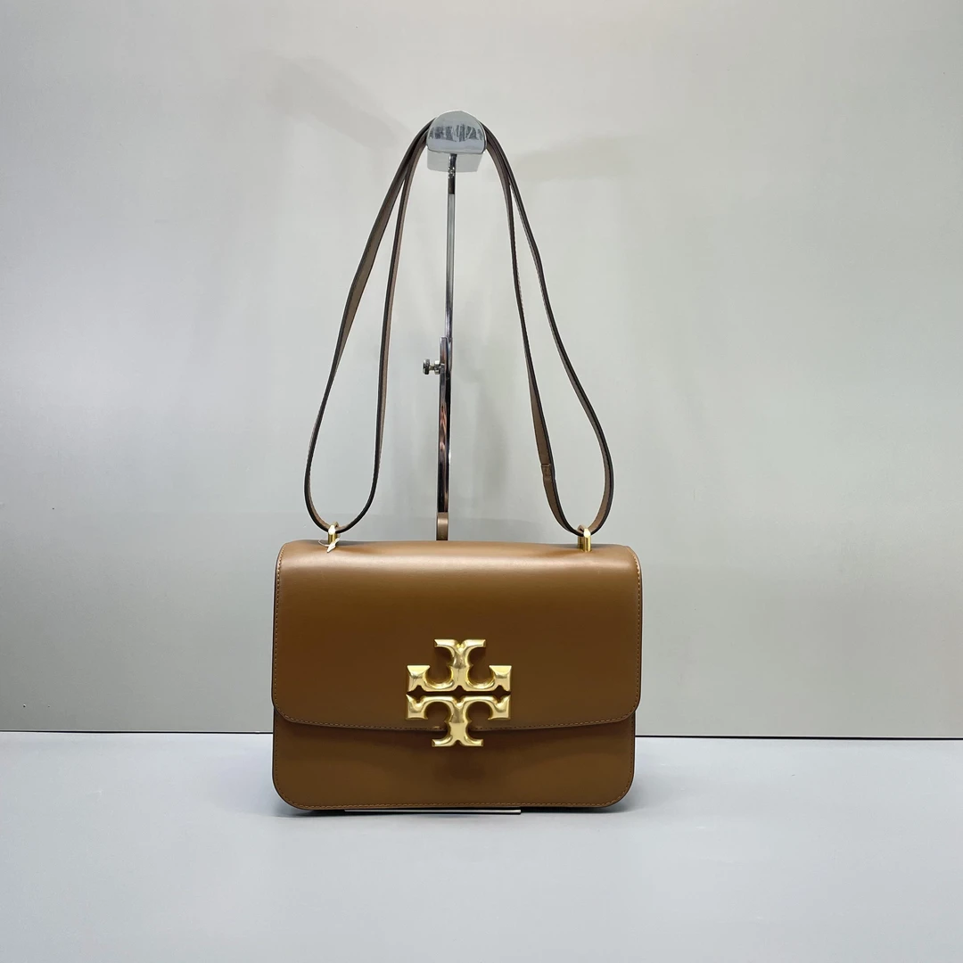 90新 TORY BURCH/汤丽柏琦  ELEANOR 棕色大号时尚女包25x16x7cm