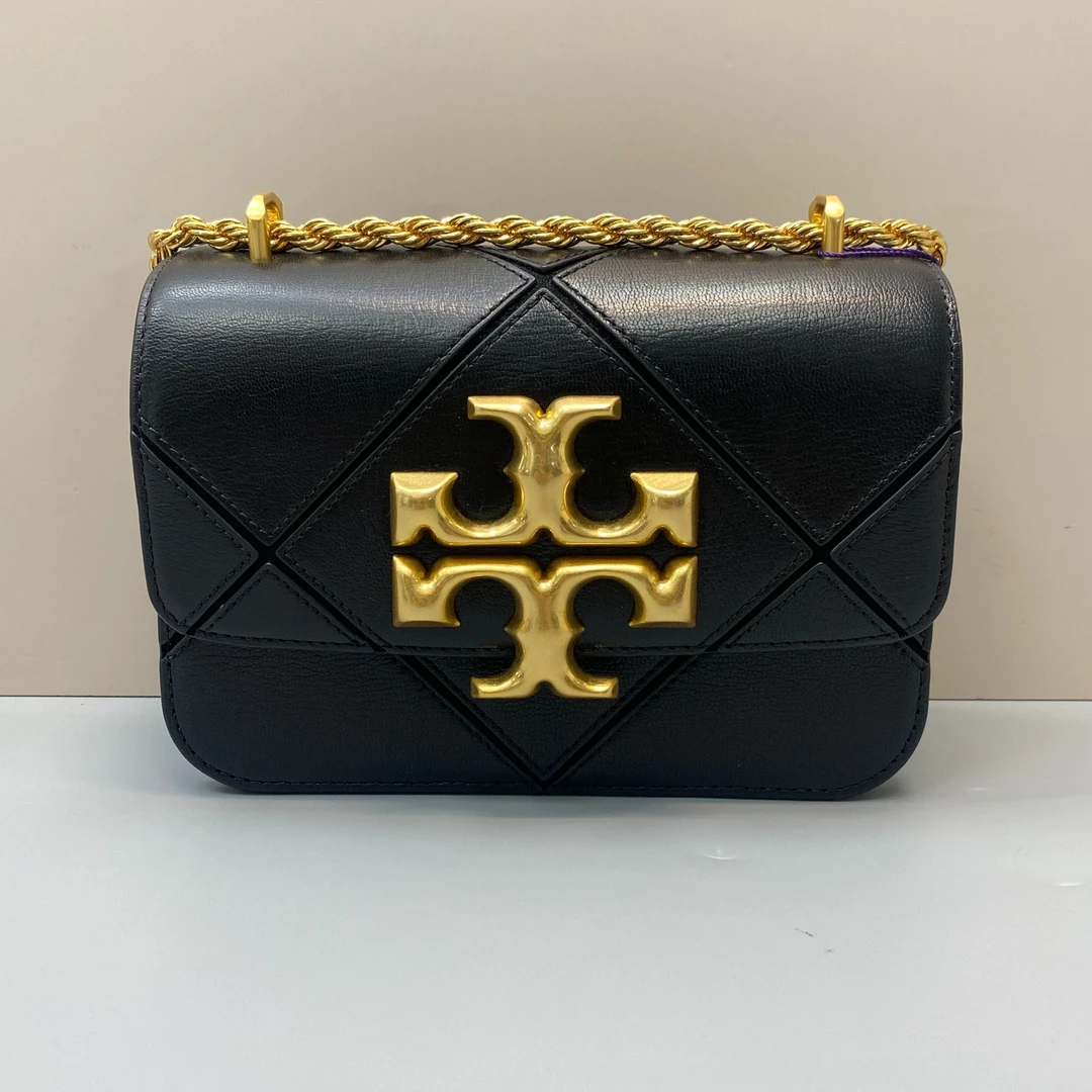 99新 Tory Burch/汤丽柏琦 ELEANOR黑色小号链条时尚女包 19*14*6