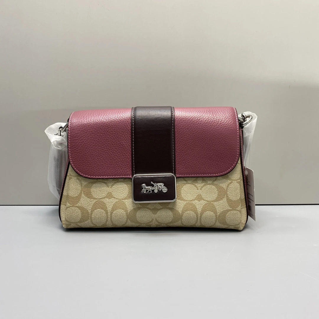 99新 COACH/蔻驰  Grace紫拼老花腋下包26x16x8cmD083106