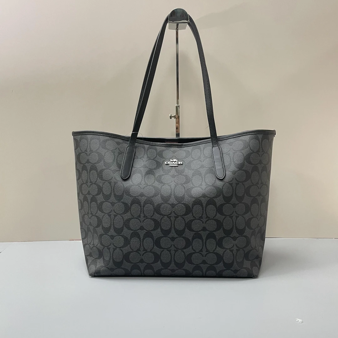 95新 COACH/蔻驰 City33 炭黑老花托特包33x29x15cmD010516