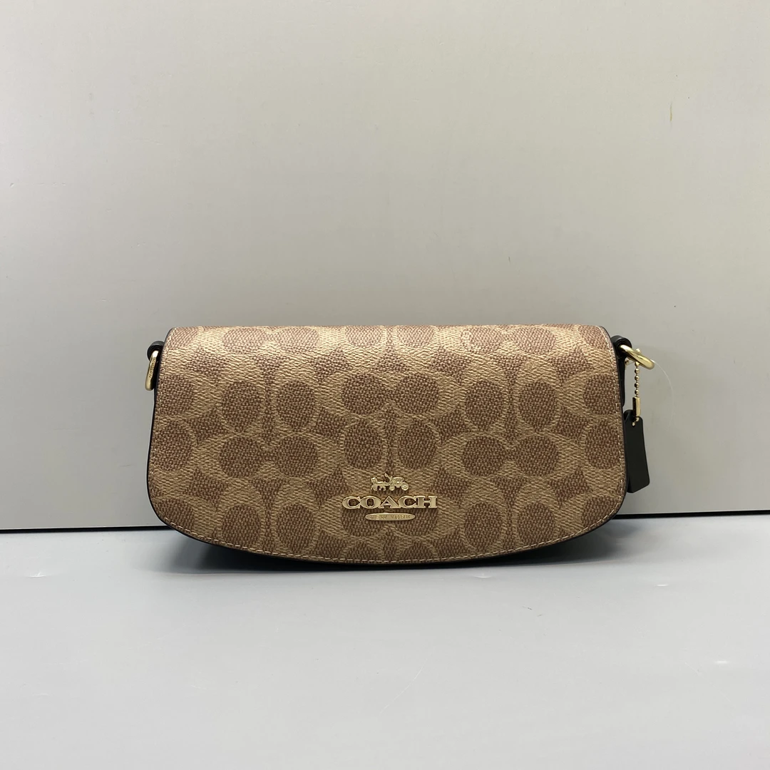 99新 COACH/蔻驰 Andrea棕拼老花小号腋下包22*10*5cmE022615